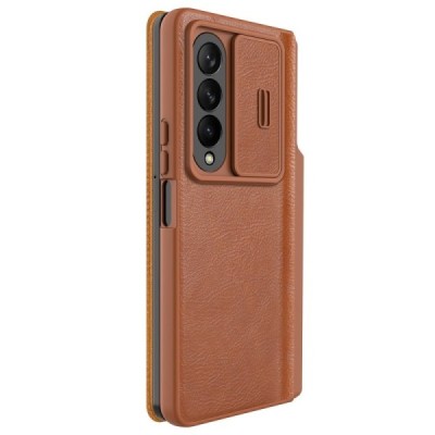 Samsung Galaxy Z Fold4 5G (F936B) роскошный серии Nillkin Qin Pro кожаный чехол-книжка - коричневый | Vacins.lv