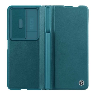 Greznais „Nillkin“ Qin Pro sērijas ādas atvērams zaļš Samsung Galaxy Z Fold4 5G (F936B) maciņš | Vacins.lv