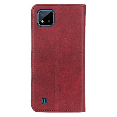Realme C20 (C11 2021) „Split“ красный кожаный чехол-книжка | Vacins.lv