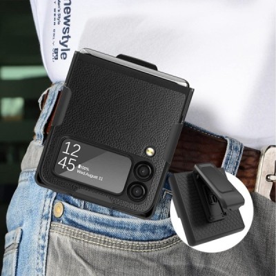 Samsung Galaxy Z Flip3 (F711) Rotary Belt Clip melns plastika apvalks | vacins.lv