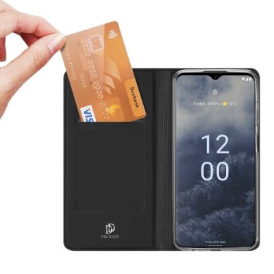 Nokia G60 „Dux Ducis“ Skin sērijas melns ādas atvērams maciņš | Vacins.lv