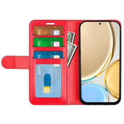 Huawei Honor Magic 4 Lite 5G открываемый красный кожаный чехол - книжка | Vacins.lv