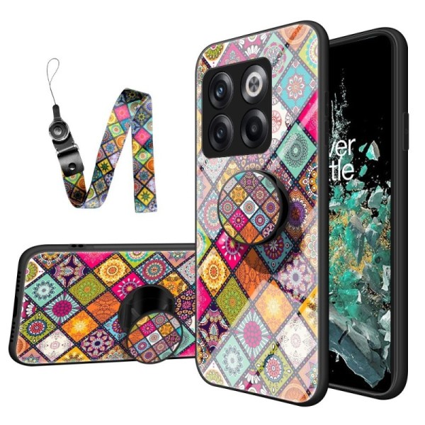 „Pattern“ cieta silikona (TPU) apvalks - krāsains + telefona virviņa + turētājs (OnePlus 10T)
