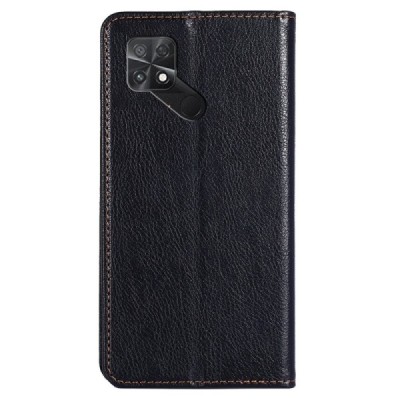 Твердый чёрный кожаный чехол-книжка для Xiaomi Poco C40 | Vacins.lv