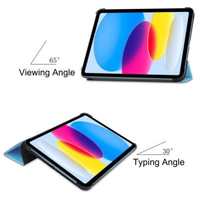 Apple iPad 10.9 (2022) светло-синий кожаный чехол-книжка (складной) | Vacins.lv