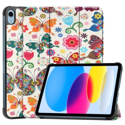 Apple iPad 10.9" (2022) „Butterflies“ открываемый разноцветный кожаный чехол - книжка | Vacins.lv