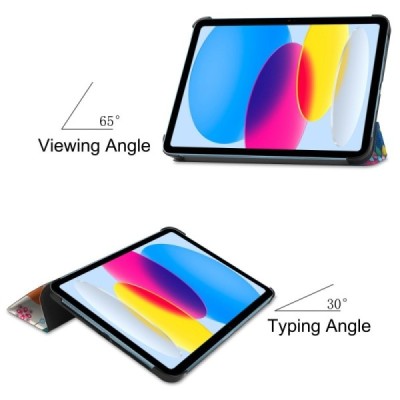 Apple iPad 10.9" (2022) „Butterflies“ открываемый разноцветный кожаный чехол - книжка | Vacins.lv