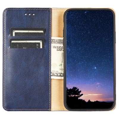 Xiaomi Poco C40 Solīds zils ādas atvērams maciņš | Vacins.lv