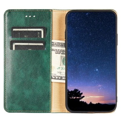 Xiaomi Poco C40 Solīds zaļš ādas atvērams maciņš | Vacins.lv