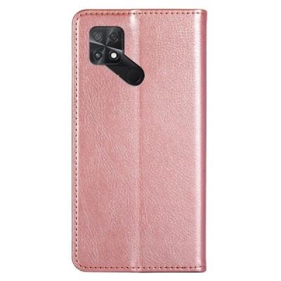 Твердый розовый кожаный чехол-книжка для Xiaomi Poco C40 | Vacins.lv