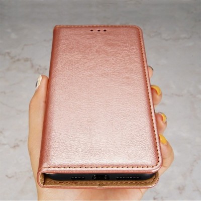 Твердый розовый кожаный чехол-книжка для Xiaomi Poco C40 | Vacins.lv