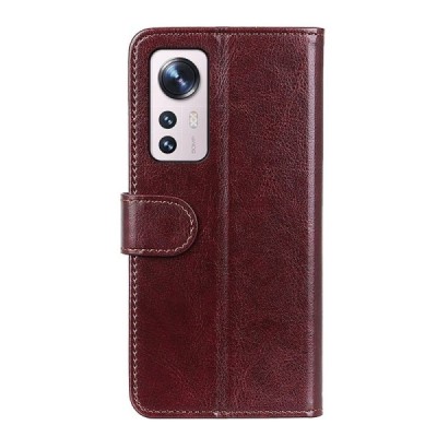 Xiaomi 12 Lite открываемый коричневый кожаный чехол - книжка | Vacins.lv
