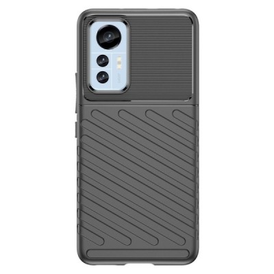 Xiaomi 12 Lite „Twill“ cieta silikona (TPU) melns apvalks | vacins.lv