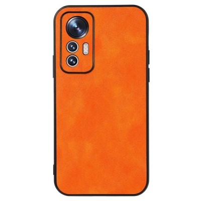 „Deluxe Leather“ Xiaomi 12 Lite оранжевый кожаный чехол | Vacins.lv