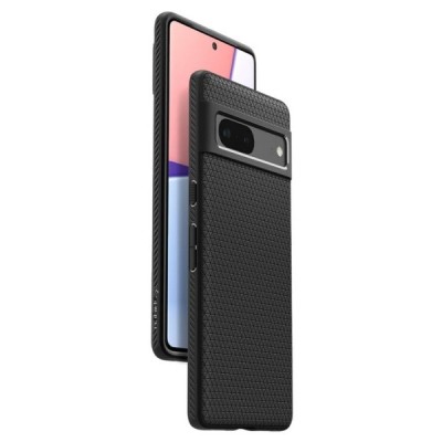 Google Pixel 7 „Spigen“ Liquid Air melns cieta silikona apvalks | vacins.lv