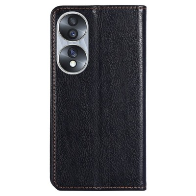 Твердый чёрный кожаный чехол-книжка для Huawei Honor 70 | Vacins.lv