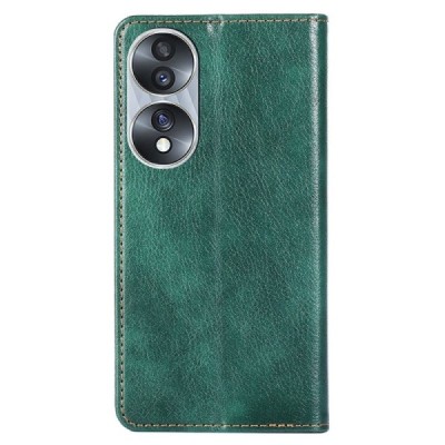 Твердый зелёный кожаный чехол-книжка для Huawei Honor 70 | Vacins.lv