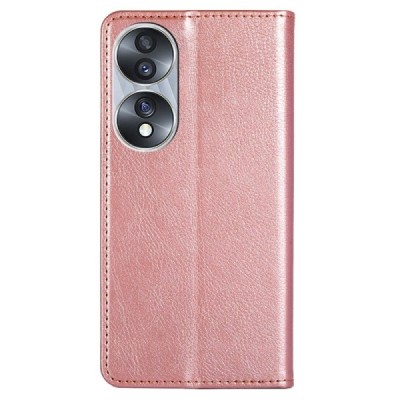 Твердый розовый кожаный чехол-книжка для Huawei Honor 70 | Vacins.lv