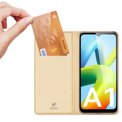 „Dux Ducis“ Skin серии Xiaomi Redmi A1 золотой кожаный чехол-книжка | Vacins.lv