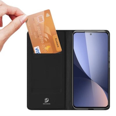 „Dux Ducis“ Skin серии Xiaomi 12 Lite чёрный кожаный чехол-книжка | Vacins.lv