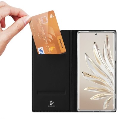„Dux Ducis“ Skin серии Huawei Honor 70 чёрный кожаный чехол-книжка | Vacins.lv