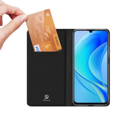 „Dux Ducis“ Skin серии Huawei Nova Y70 чёрный кожаный чехол-книжка | Vacins.lv