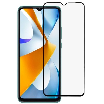 Xiaomi Poco C40 „Rurihai“ Tempered Glass melns ekrāna aizsargstikls 2.5D | Vacins.lv
