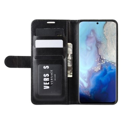 Samsung Galaxy S20 (G980) atvēramais ādas melns maciņš (maks) | Vacins.lv