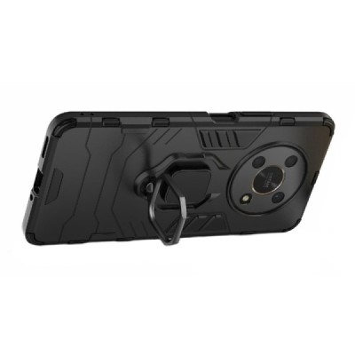 "Kickstand“ Huawei Honor Magic 4 Lite 5G усиленный защитный чехол из твердого силикона (TPU) - чёрный | Vacins.lv