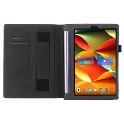 Lenovo Yoga Tab 3 Pro 10.1" ir Yoga Tab 3 Plus 10.1" „Leather“ чёрный кожаный чехол-книжка (складной) | Vacins.lv