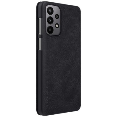 Greznais „Nillkin“ Qin sērijas ādas atvērams melns Samsung Galaxy A23 5G (SM-A236B, SM-A235F) maciņš | Vacins.lv