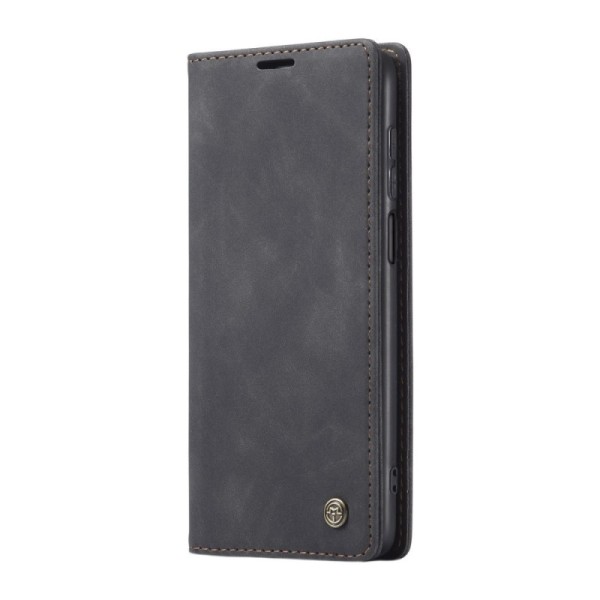 Кожиный чехол-книжка "CaseMe" Retro - чёрный (Redmi Note 9 Pro)