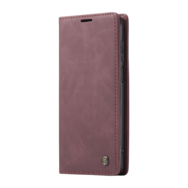 „CaseMe“ Retro solīds atvēramais ādas maciņš - bordo (Redmi Note 9 Pro)