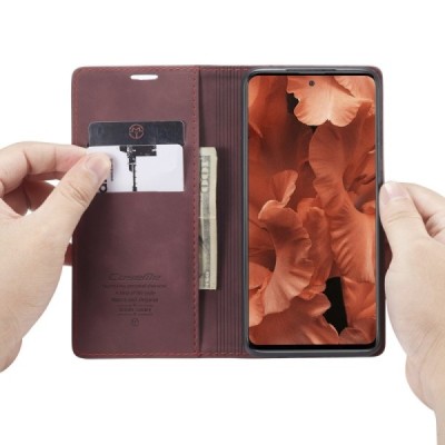 Xiaomi Redmi Note 9 Pro CaseMe Retro solīds atvēramais ādas bordo maciņš - maks | Vacins.lv