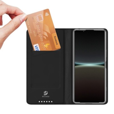 „Dux Ducis“ Skin серии Sony Xperia 5 IV черный кожаный чехол-книжка | Vacins.lv