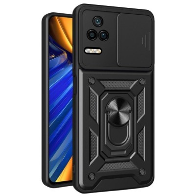 Xiaomi Poco F4 5G „Kickstand“ pastiprinātas aizsardzības melns apvalks | Vacins.lv