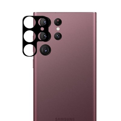 Samsung Galaxy S22 Ultra 5G (SM-S908X) „Premium“ aizmugurējās kameras melns aizsargstikls 0.33 mm (Tempered Glass) | Vacins.lv