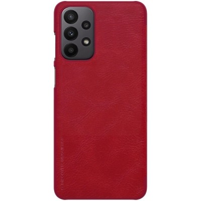 Роскошный красный кожаный чехол Nillkin Qin Series для Samsung Galaxy A23 5G (SM-A236B, SM-A235F) | Vacins.lv