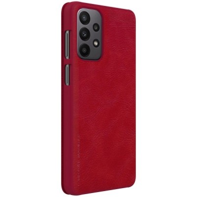 Роскошный красный кожаный чехол Nillkin Qin Series для Samsung Galaxy A23 5G (SM-A236B, SM-A235F) | Vacins.lv