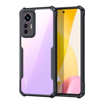 Xiaomi 12T „XUNDD“ прозрачный твердый силиконовый чехол (TPU) и акрила с черной окантовкой | Vacins.lv