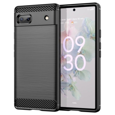 Google Pixel 6A „Carbon“ cieta silikona (TPU) melns vāciņš | Vacins.lv