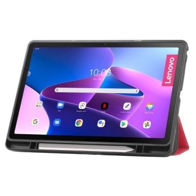 Lenovo Tab M10 Plus 10.6" Gen 3 красный кожаный чехол - книжка с местом для стилуса | Vacins.lv