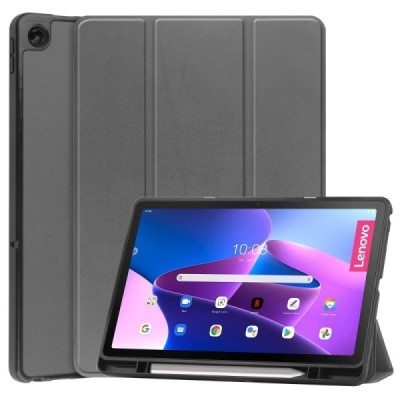 Lenovo Tab M10 Plus 10.6" Gen 3 серый кожаный чехол - книжка с местом для стилуса | Vacins.lv