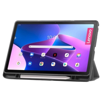 Lenovo Tab M10 Plus 10.6" Gen 3 серый кожаный чехол - книжка с местом для стилуса | Vacins.lv