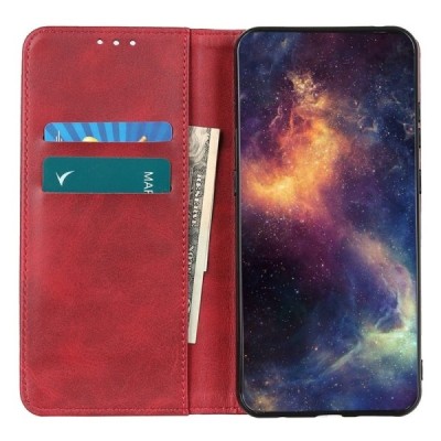 Google Pixel 6A „Split“ красный кожаный чехол-книжка | Vacins.lv