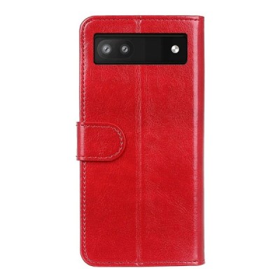 Google Pixel 6A atvēramais ādas sarkans maciņš (maks) | Vacins.lv
