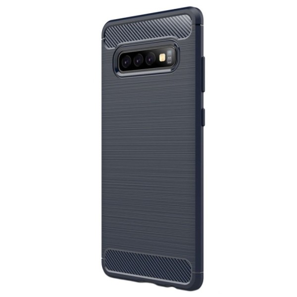 Твердый силиконовый чехол (TPU) „Carbon“ - тёмно-синий (Galaxy S10+)