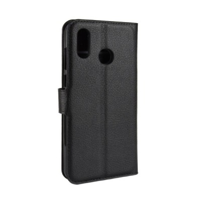 Huawei Honor Play Litchi открываемый чёрный кожаный чехол - книжка | Vacins.lv