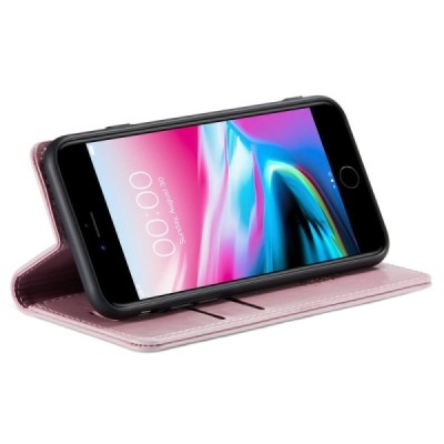 Apple iPhone 7 (iPhone 8) „CaseMe“ Leather открываемый розовый кожаный чехол – книжка | Vacins.lv