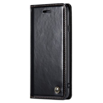 Apple iPhone 7 (iPhone 8) „CaseMe“ Leather открываемый чёрный кожаный чехол – книжка | Vacins.lv